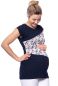 Preview: KYRA Umstands- und Stillshirt aus Bio Baumwolljersey in marine mit Blumenmuster