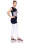Preview: KYRA Umstands- und Stillshirt aus Bio Baumwolljersey in marine mit Blumenmuster
