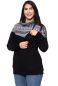 Preview: ALAN Umstands- und Stillpullover aus Bio Baumwolle (schwarz mit Norwegermuster grau)