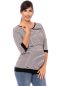 Preview: MARLENA 3/4 Arm Umstands- & Stillshirt grau/schwarz aus Bio Baumwolle