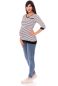 Preview: MARLENA 3/4 Arm Umstands- und Stillshirt (weiß mit dünnen schwarzen Streifen)