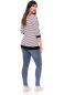 Preview: MARLENA 3/4 Arm Umstands- und Stillshirt (weiß mit dünnen schwarzen Streifen)