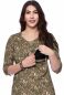 Preview: ELLY Umstands- und Stillshirt 3/4 Arm aus Bio Baumwolle (Blümchenprint auf oliv)