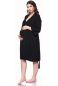 Preview: Kimono Morgenmantel aus Bambus-Viskose (schwarz)