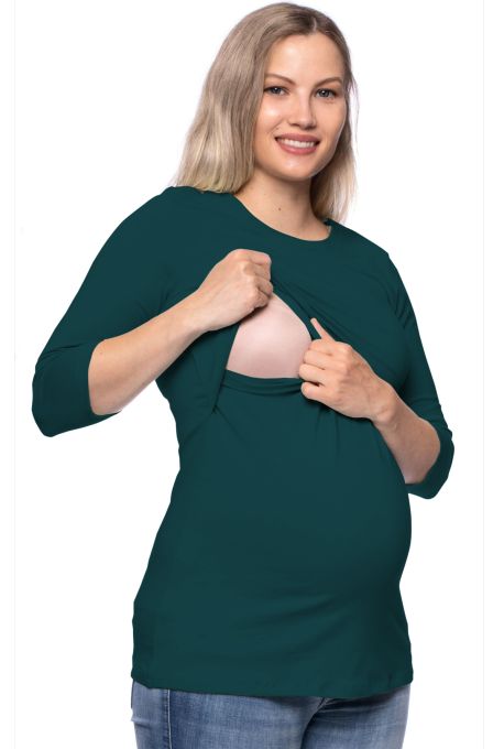 103 BASIC Umstands- und Stillshirt 3/4 Arm (flaschengrün)