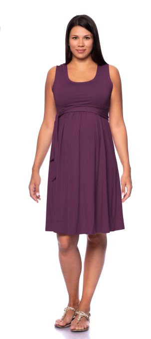 104 Basic ärmelloses Umstands- und Stillkleid (aubergine)