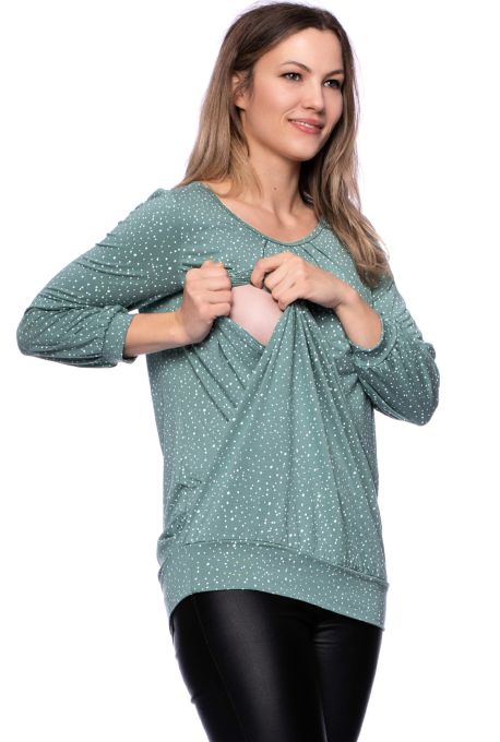 AMELIE Umstands- und Stillbluse (mint Pünktchen)