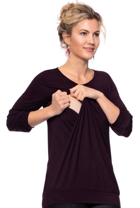 AMELIE Umstands-& Stillbluse (aubergine)
