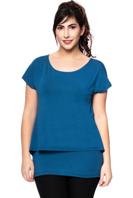 APRIL Zweilagiges Umstands- und Stillshirt aus Modal (aqua)