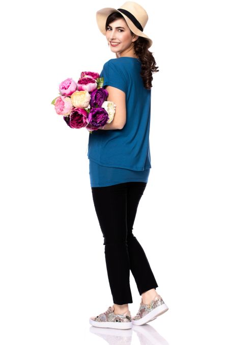 APRIL Zweilagiges Umstands- und Stillshirt aus Modal (aqua)