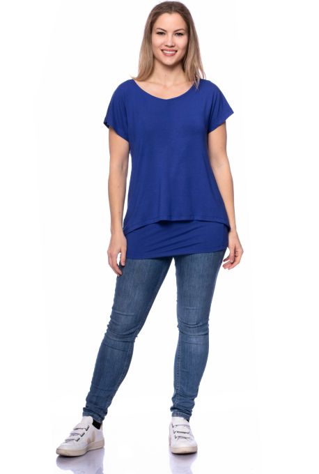 APRIL Zweilagiges Umstands- und Stillshirt (kobaltblau)