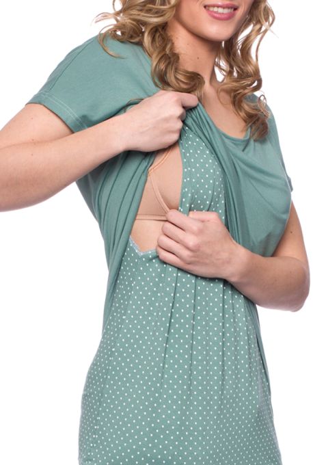 APRIL Zweilagiges Umstands- und Stillshirt (mint/Pünktchen)