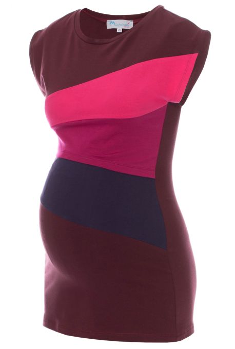 KYRA Umstands- und Stillshirt Colour-Block (aubergine)