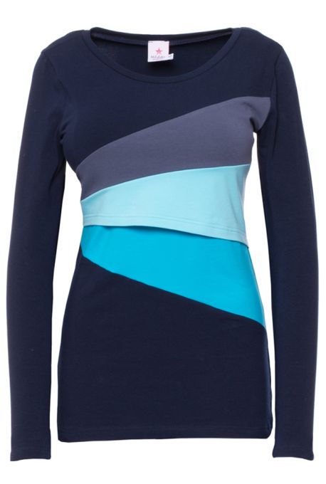KYRA langarm Umstands- und Stillshirt (Colour-Block-Look)