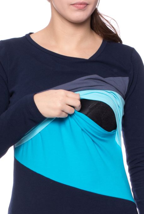 KYRA langarm Umstands- und Stillshirt (Colour-Block-Look)