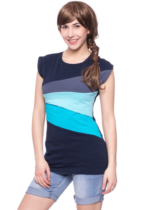 KYRA Colour-Block kurzarm Umstands- und Stillshirt