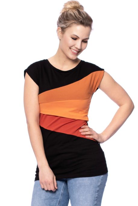 KYRA Umstands- und Stillshirt (schwarz / orange)