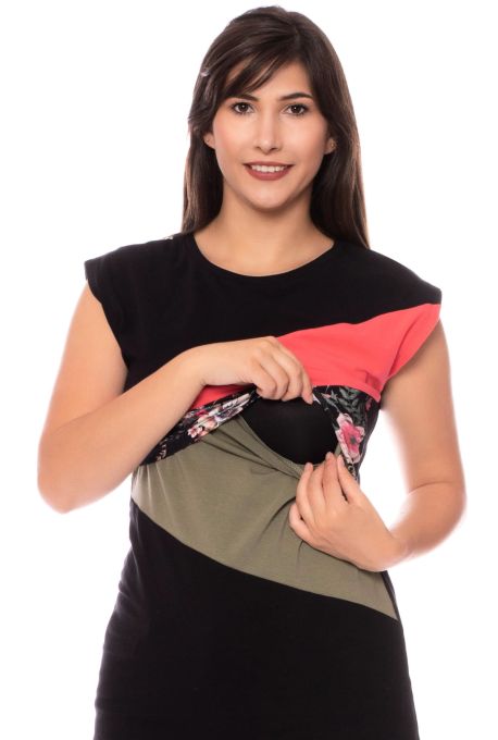 KYRA Umstands- und Stillshirt (schwarz Colour-Block)