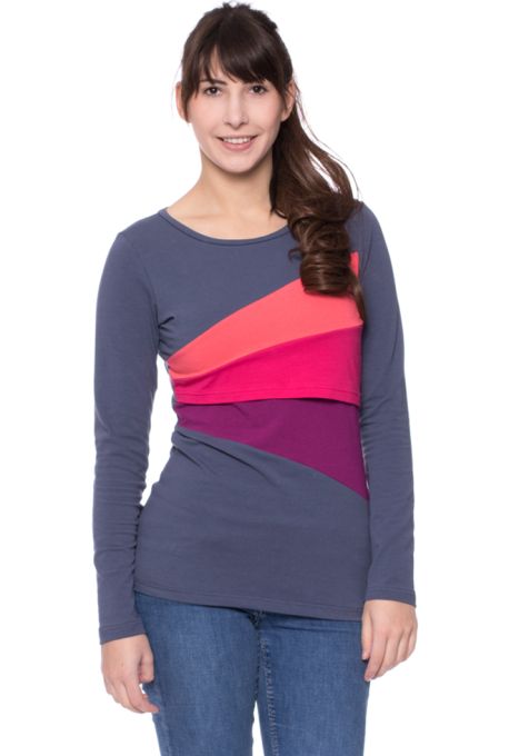 KYRA langarm Umstands- und Stillshirt (Colour-Block-Look)
