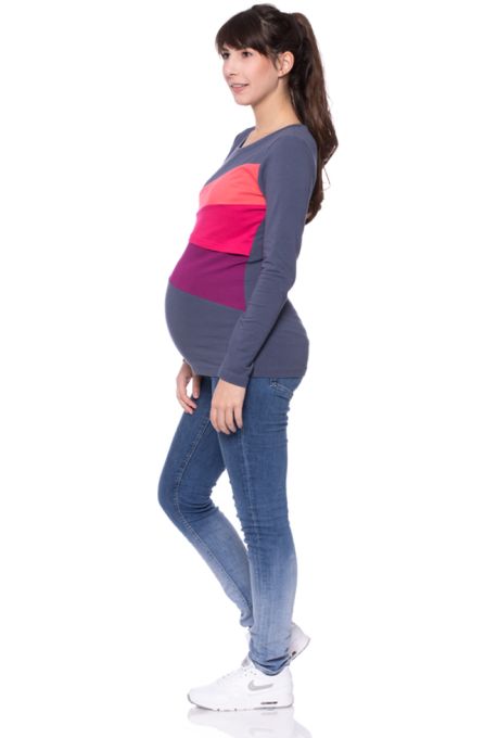 KYRA langarm Umstands- und Stillshirt (Colour-Block-Look)