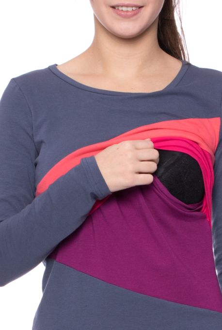 KYRA langarm Umstands- und Stillshirt (Colour-Block-Look)