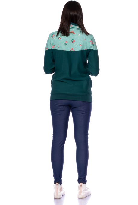 ALAN Umstands- und Stillpullover Kragenpulli (grün, vintage roses mint Pünktchen)