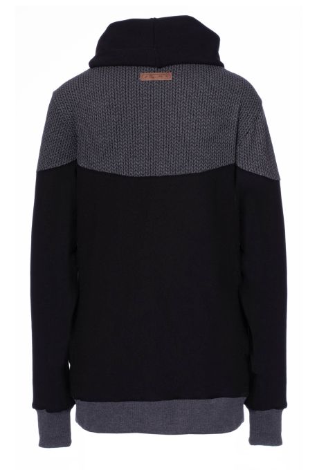 ALAN Umstands- und Stillpullover aus Bio Baumwolle (schwarz mit grauen Strickmuster)