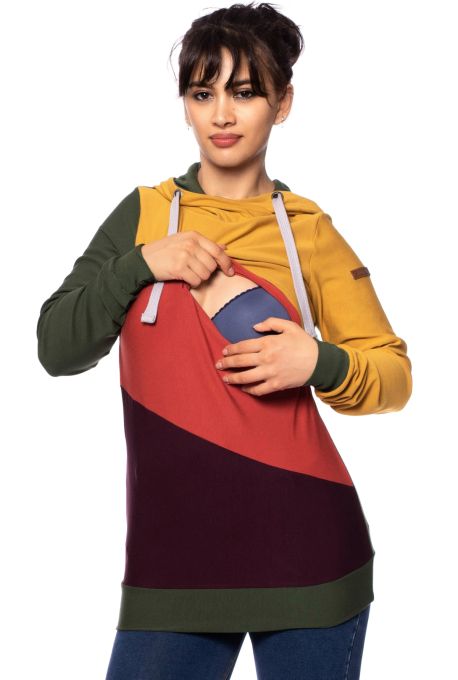 LILAN leichter Umstands- und Stillpullover Hoodie aus seidenweichem Modal Sweat