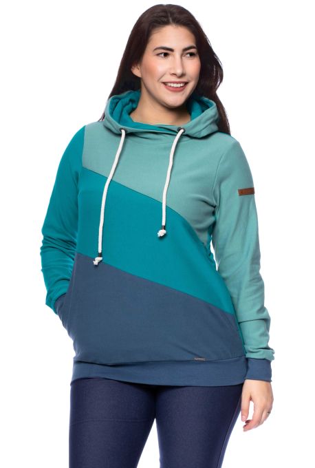 LILAN warmer Umstands- und Stillpullover Hoodie aus softer Bio Baumwolle (jeans/petrol/pastellmint)