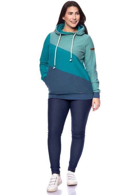 LILAN warmer Umstands- und Stillpullover Hoodie aus softer Bio Baumwolle (jeans/petrol/pastellmint)