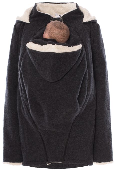 ENA Winter Wollwalk Tragejacke/Umstandsjacke (Merinowolle) gefüttert  in anthrazit