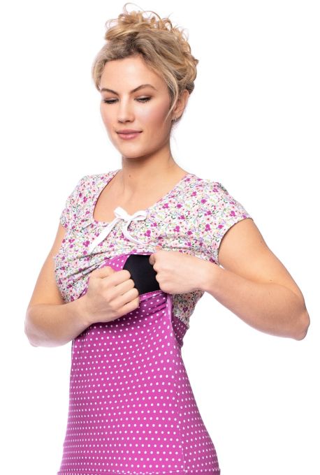 MARIA Umstands- und Stillshirt kurzarm (MINI Josie Meadow Floral Pink)
