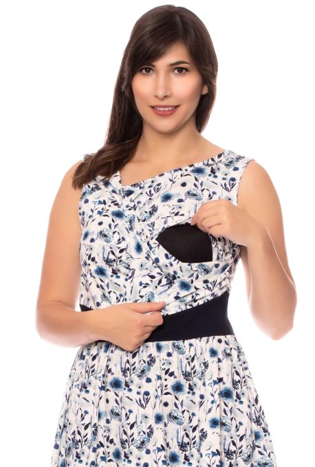 POPPY Umstands- und Stillkleid aus Bio Baumwolljersey (Flowergarden blau)
