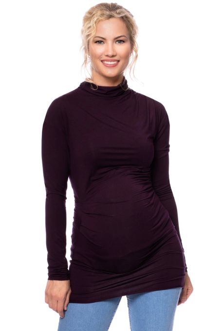 Carmen doppellagiges Rollkragen Umstands-& Stillshirt (aubergine)