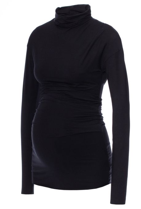 Carmen doppellagiges Rollkragen Umstands-& Stillshirt (schwarz)