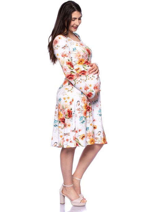 ELSETTA 2tlg. Vario Langarm Umstands- und Stillkleid (Label Aquarell Blumen)