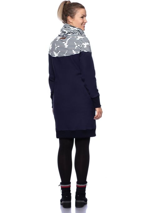 HANIA gemütliches Sweat Umstands- und Stillkleid (marine/Möwen)