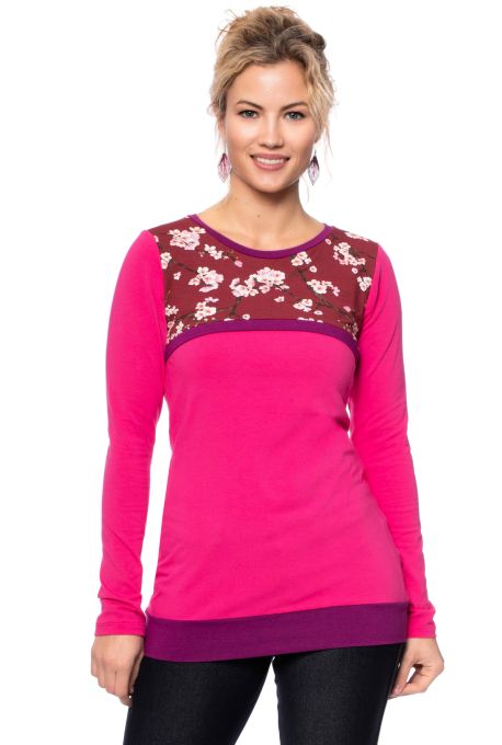 LANNY Umstands- & Stillshirt langarm aus Bio Baumwolle/Modal (pink/bordeaux Blütenprint)