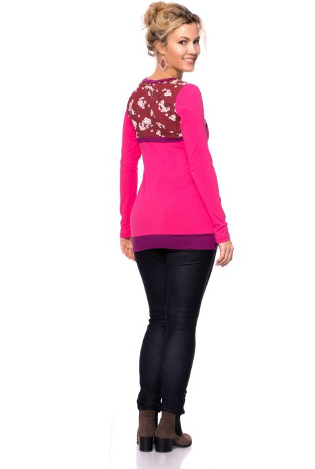 LANNY Umstands- & Stillshirt langarm aus Bio Baumwolle/Modal (pink/bordeaux Blütenprint)