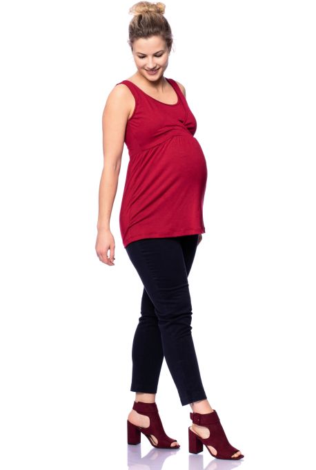 2 tlg. VARIO-SET (LUNA & NANA) Umstands- und Stillshirt mit Croptop aus Bambus-Viskose (bordeaux)