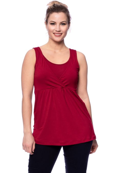 2 tlg. VARIO-SET (LUNA & NANA) Umstands- und Stillshirt mit Croptop aus Bambus-Viskose (bordeaux)