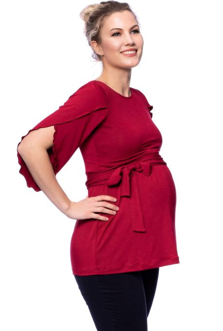 2 tlg. VARIO-SET (LUNA & NANA) Umstands- und Stillshirt mit Croptop aus Bambus-Viskose (bordeaux)
