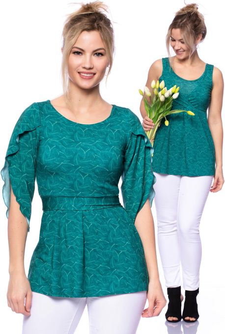 2 tlg. VARIO-SET (LUNA & NANA) Umstands- und Stillshirt mit Croptop (Bananenblatt grün)