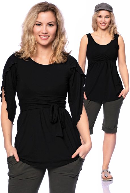 2 tlg. VARIO-SET (LUNA & NANA) Umstands- und Stillshirt mit Croptop (schwarz)