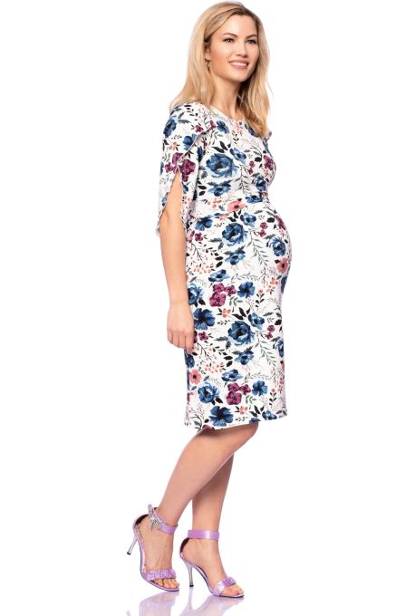 2 tlg. VARIO-SET (LUNA & ESTHA) Umstands- und Stillkleid mit Croptop (Berry Meadow Floral on Cream)