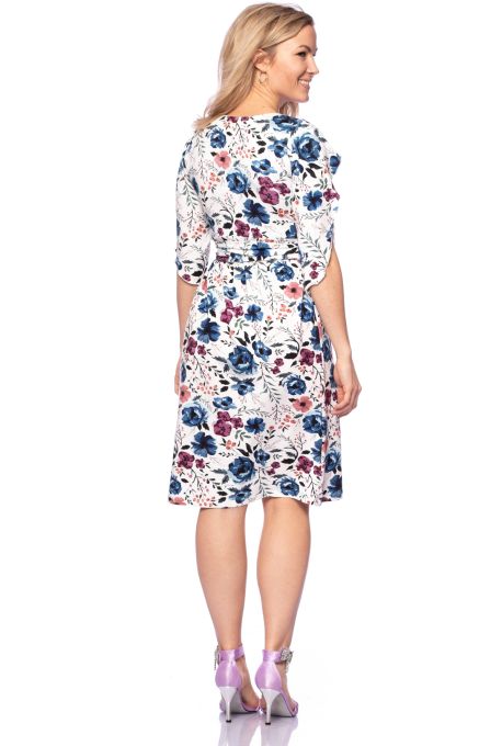 2 tlg. VARIO-SET (LUNA & ESTHA) Umstands- und Stillkleid mit Croptop (Berry Meadow Floral on Cream)