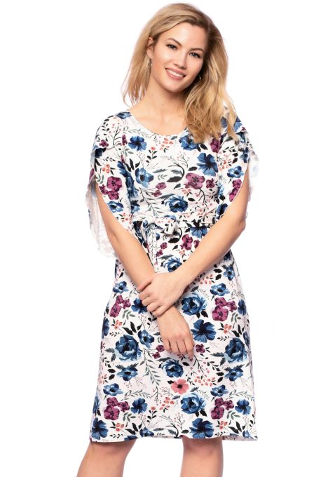 2 tlg. VARIO-SET (LUNA & ESTHA) Umstands- und Stillkleid mit Croptop (Berry Meadow Floral on Cream)