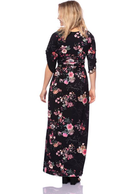 2 tlg. VARIO-SET (LUNA & LAUREN) Maxi Umstands-und Stillkleid mit Croptop aus Bambus-Viskose (Japanese Boho Floral)