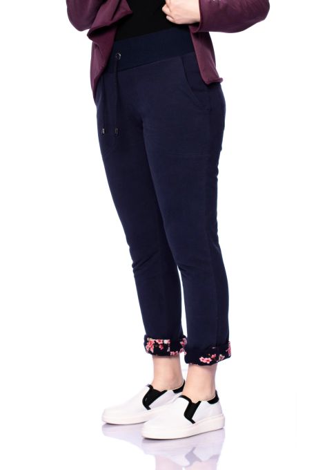 GLEN Sweatpants aus angerauhtem Bio Sweat (marine/Blümchenprint)