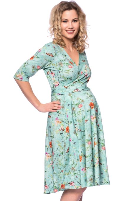 AVA wendbares Wickelkleid (Frühlingserwachen auf mint)